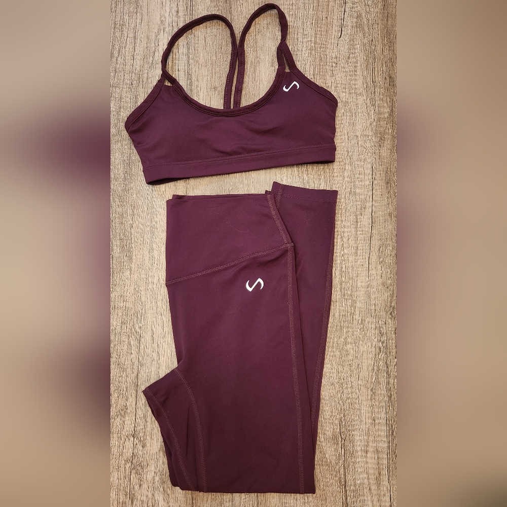 TLF Set Tempo Sports Bra S & Highwaist Leggings L Color Wine Bundle